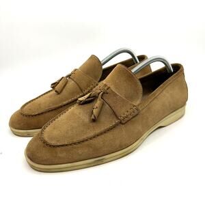 Zara Brown Suede Tassel Slip-On Loafers